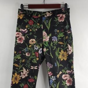 Black Floral Print Trousers